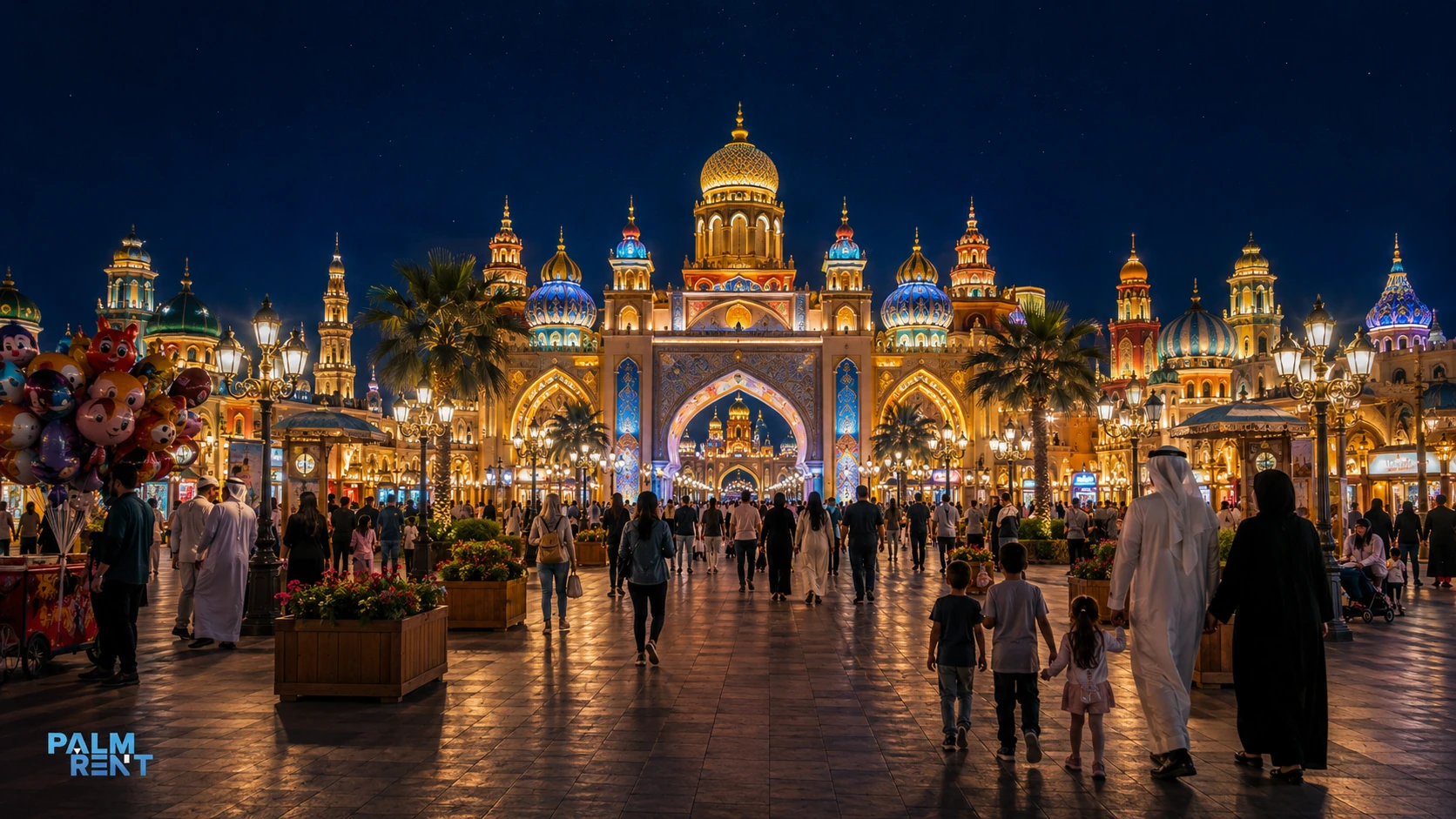 Dubai Global Village giriş alanı ve ziyaret rotası