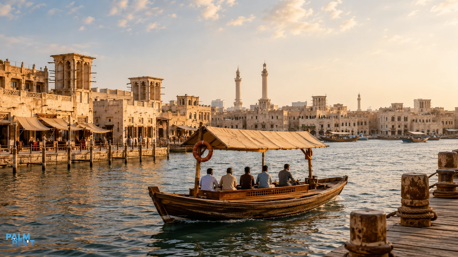 Bur Dubai ile Deira arasında Dubai Creek’te geleneksel abra