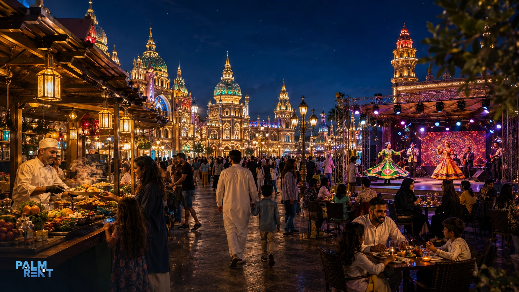 المأكولات والأسواق في القرية العالمية في دبي