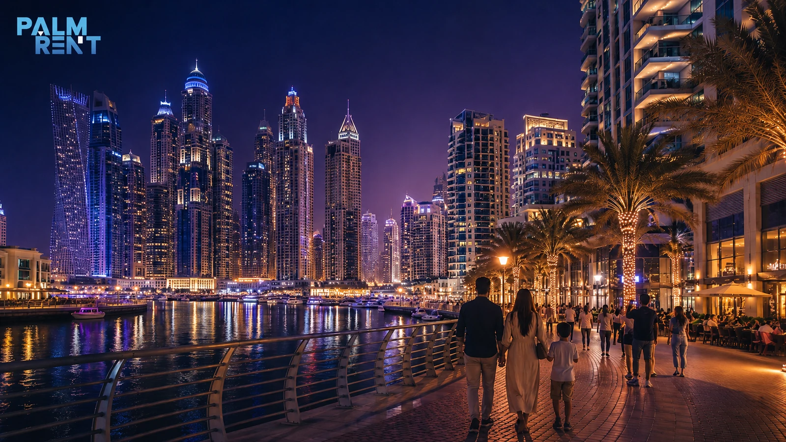 Dubai Marina and JBR at night