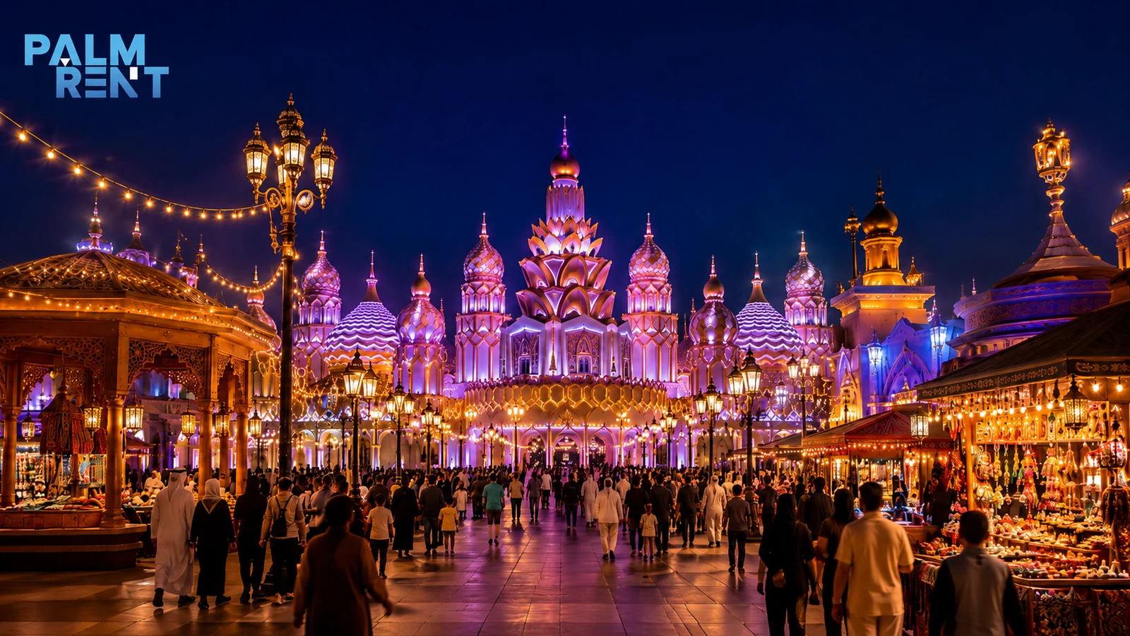 Dubai’de Global Village akşam atmosferi