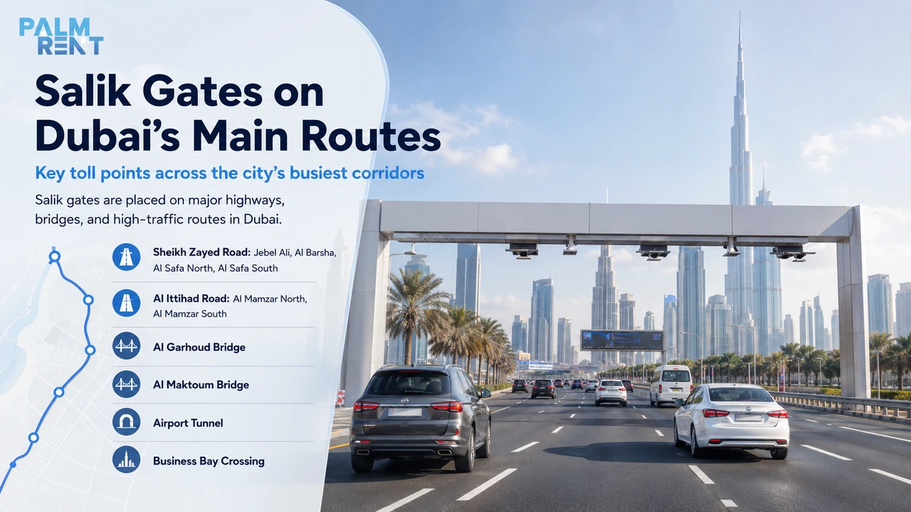 Salik toll gates on major Dubai routes