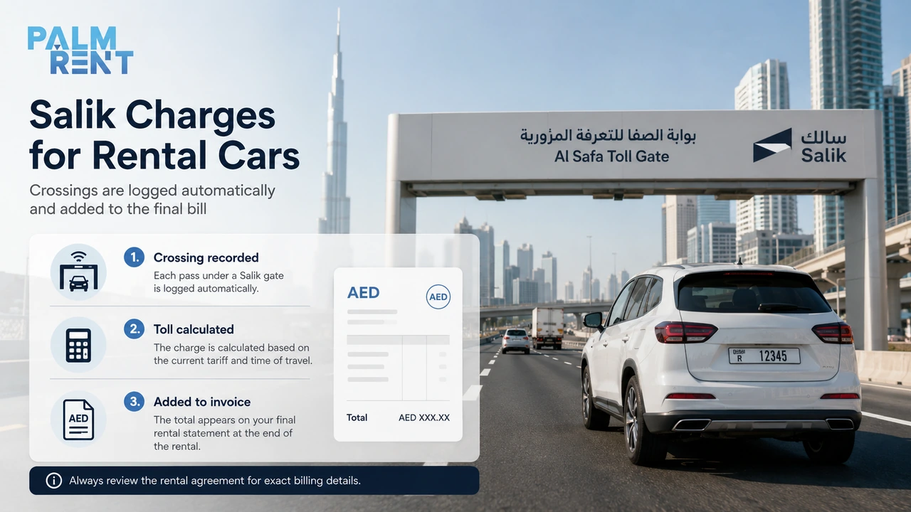 Salik billing for rental cars in Dubai